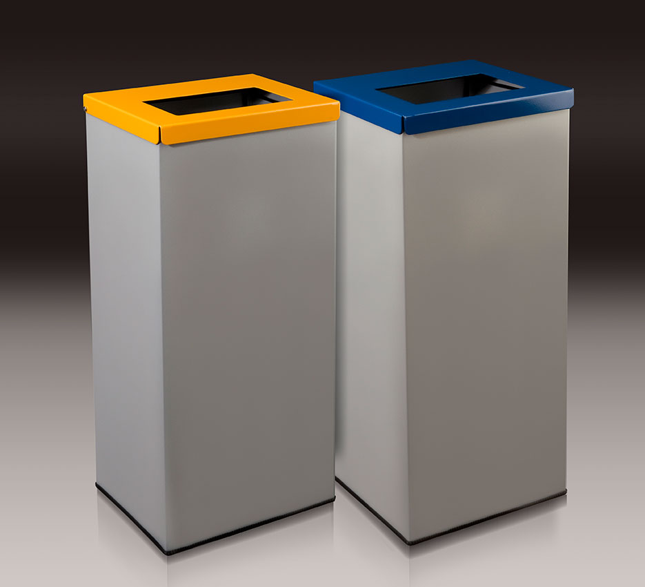 papelera reciclaje rectangular metálica