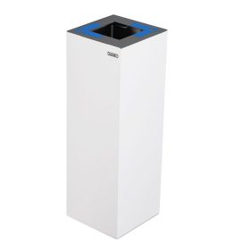 papelera reciclaje galvanizada blanca azul  litros