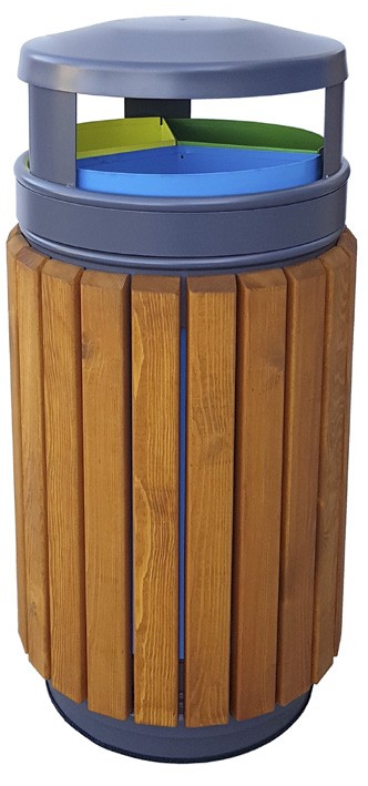 Papelera cenicero madera para exterior ♻️ Papeleras de Reciclaje
