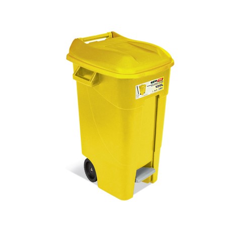 contenedor movil con pedal  amarillo