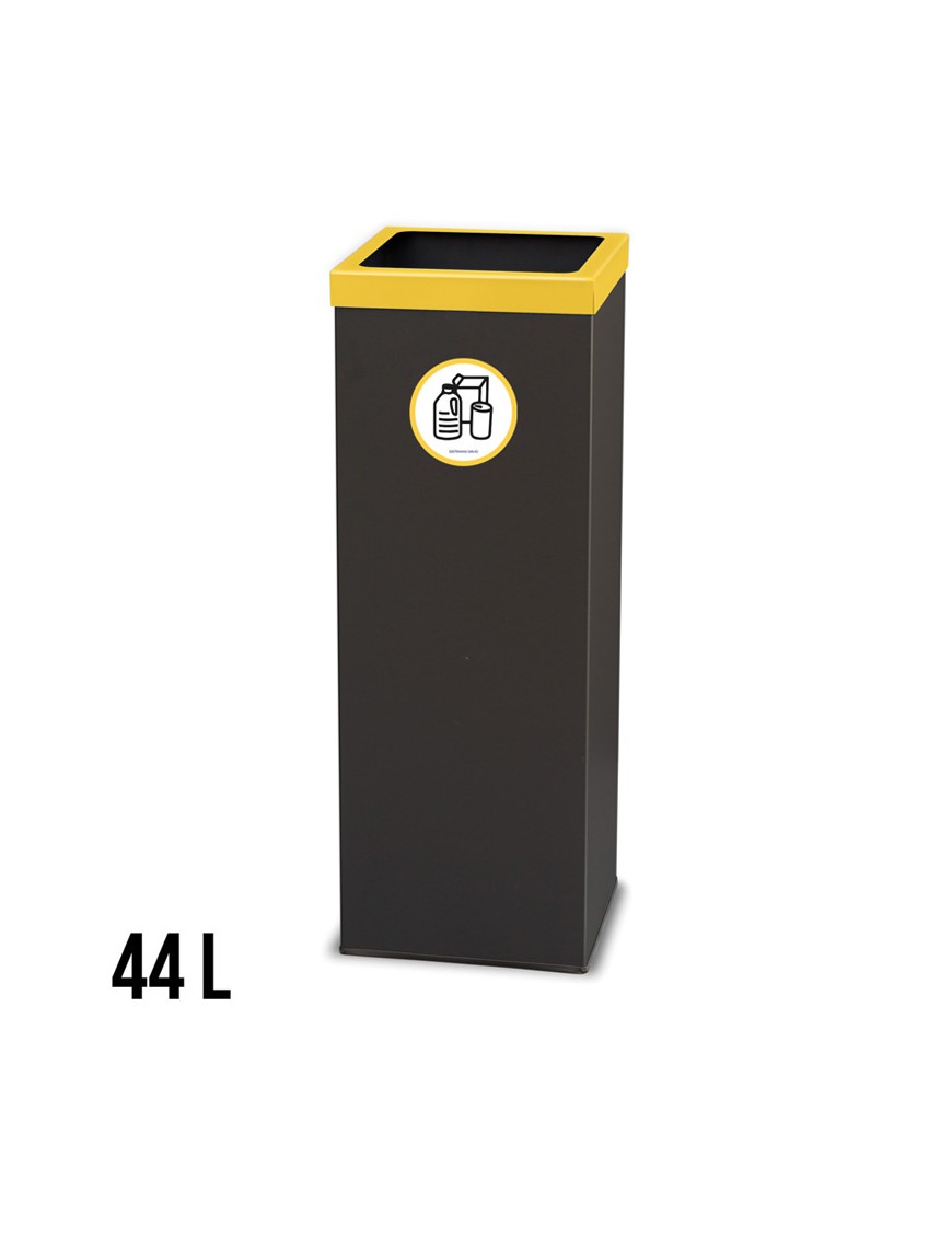 Papelera reciclaje metálica 44 Litros 71 x 25 cm - Amarillo - Respira de  compres al Ripollès